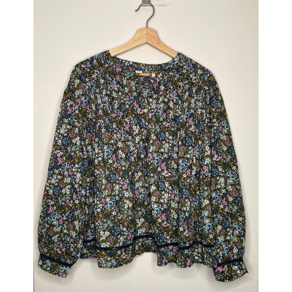 NWT Old Navy Blouse Multicolor Floral – 100% Cotton – Eyelet Detail Plus Size 3X - Picture 1 of 9